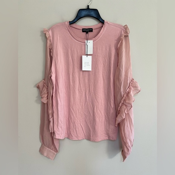 Generation Love NWT 100% Silk Joni Top Long Sleeves, Light Pink, size L - Picture 3 of 10